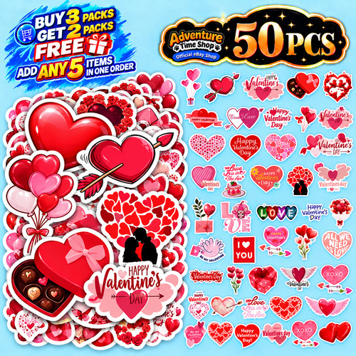 50pcs valentines day - valentines, stickers